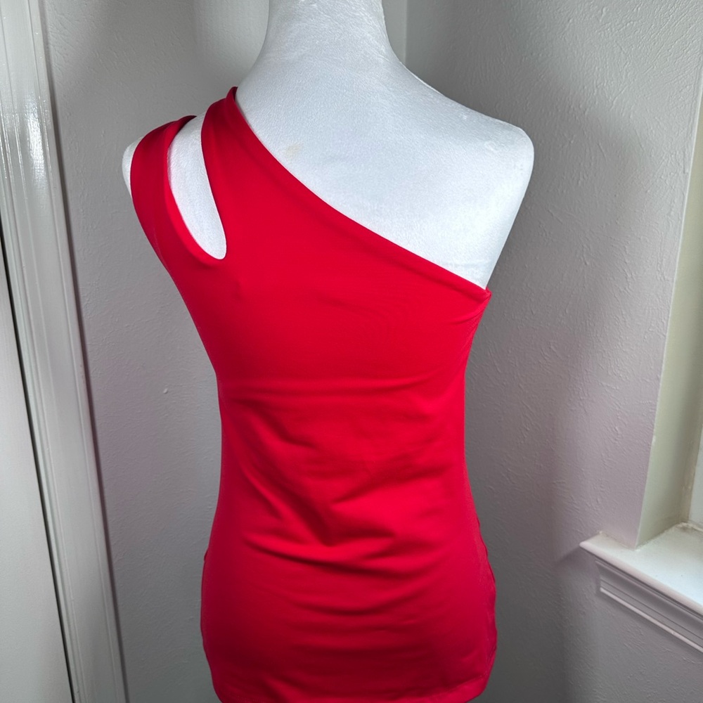 Susana Monaco Women's Medium Asymmetrical Cutout Sexy Tank Top Red Bodycon - Picture 4 of 5